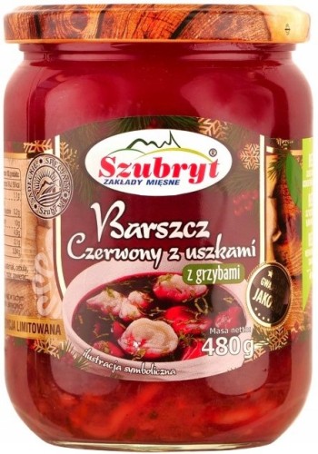 Barszcz czerwony z uszkami nadziewanymi GRZYBAMI Szubryt 480g