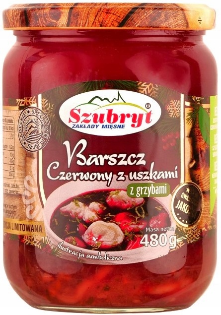 Barszcz czerwony z uszkami nadziewanymi GRZYBAMI Szubryt 480g