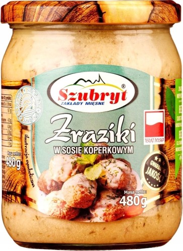 Zraziki w sosie Koperkowym Wieprzowe Danie Gotowe Szubryt w Słoiku 480g