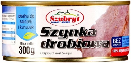 Szynka drobiowa 300 g konserwa Szubryt 100% z kurczaka