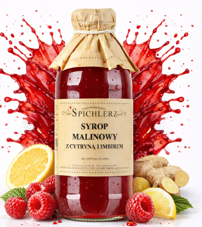 Syrop malinowy z cytryną i imbirem 330 ml