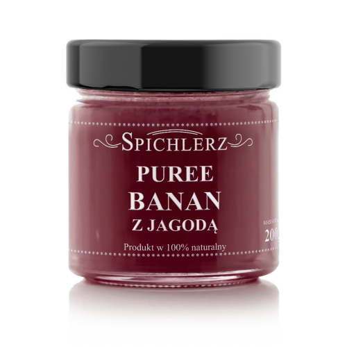 Puree Banan z Jagodą 200g pulpa jagodowa Bez dodatku cukru Spichlerz