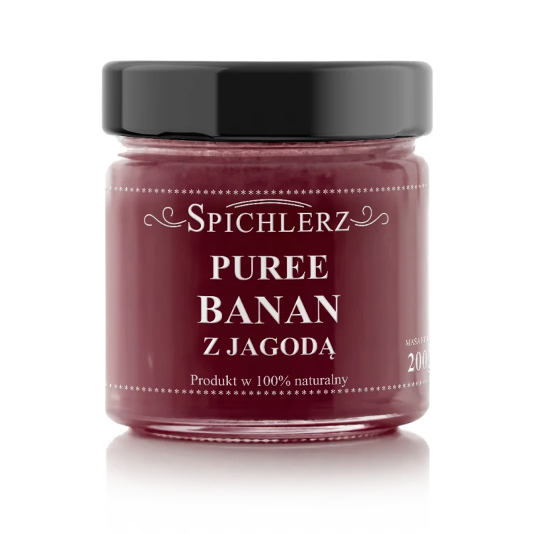 Puree Banan z Jagodą 200g pulpa jagodowa Bez dodatku cukru Spichlerz