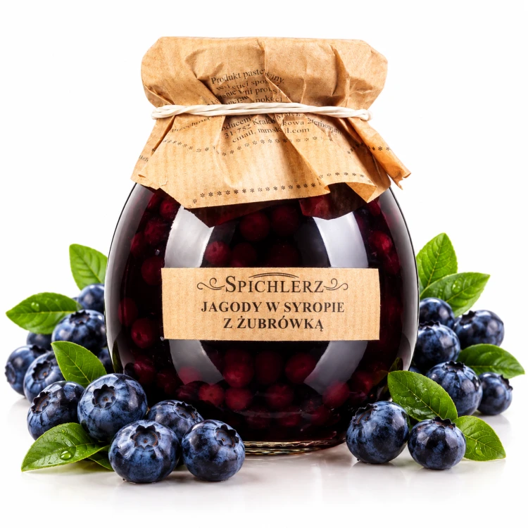 Jagody w syropie z żubrówką 280g Spichlerz