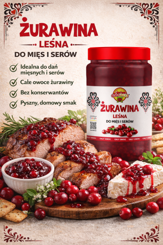Żurawina leśna 340g 100% Naturalna Cały Owoc